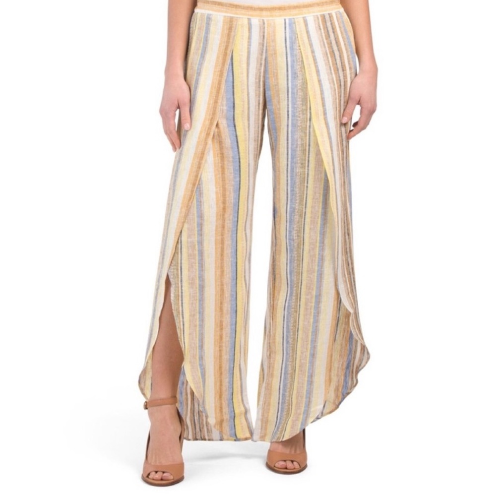 Anthropologie DREW Whitney Striped Linen Blend Tulip Style  Pants | EUC Size XS